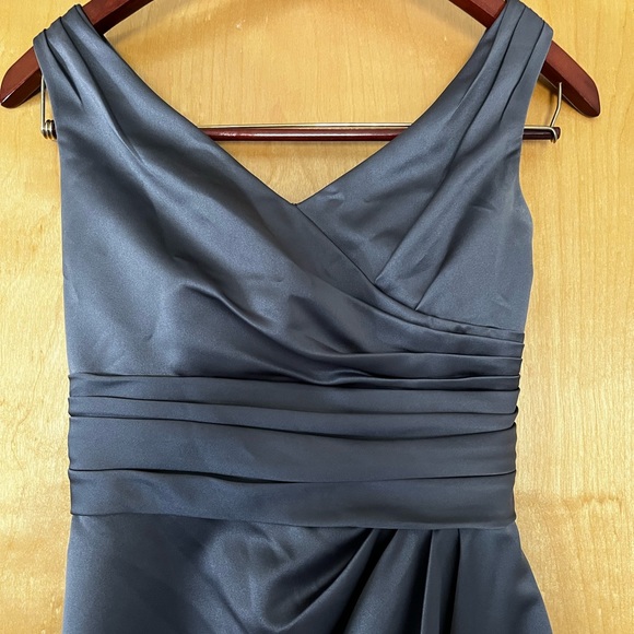 Satin gray, David’s bridal, knee length bridesmaid dress - Picture 3 of 3